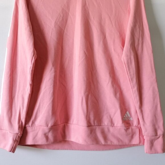 Adidas Womens Bright Pink Crew Neck Long Sleeve Pullover Sweatshirt Size Large - Picture 3 of 10